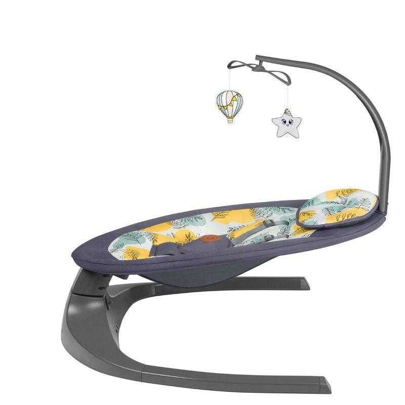 Balansoar si sezlong, Lionelo, Ralf, 2 in 1, Electric, Cu telecomanda si cablu USB, Cu miscare laterala de balansare si 5 niveluri diferite de viteza, Cu 12 melodii, Gri