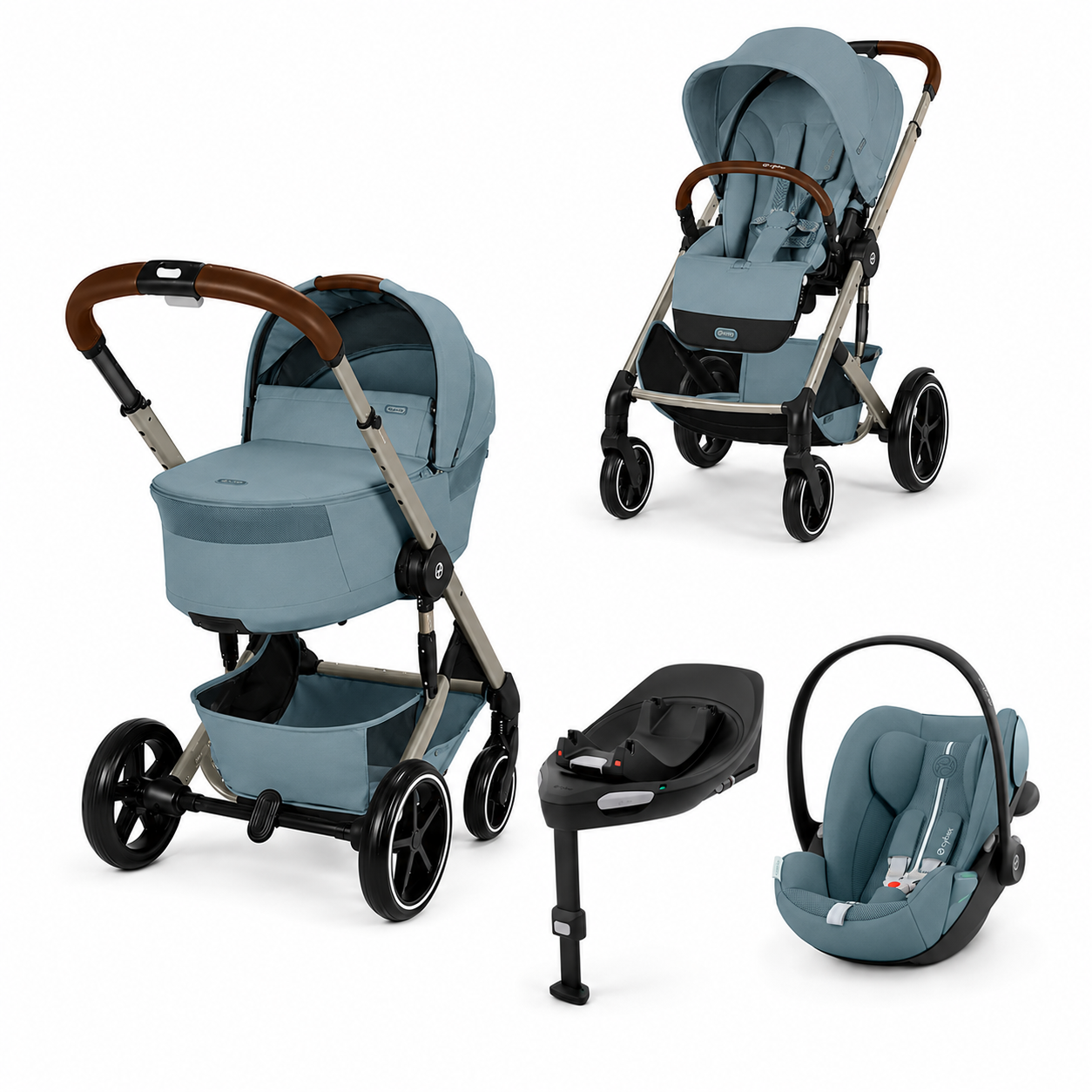Pachet Carucior 4 in 1 Cybex Balios S Lux Fold + Scoica Cloud G3 i-Size Plus + Baza Isofix G3