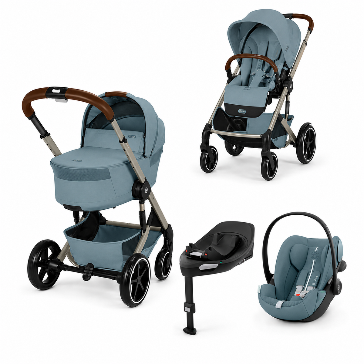 Pachet Carucior 4 in 1 Cybex Balios S Lux Fold + Scoica Cloud G3 i-Size Plus + Baza Isofix G3
