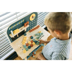 Banc de lucru, Free2Play, My first wooden Work Bench, Cu diverse unelte si accesorii, Pliabil, 55 x 28,5 x 85 cm, 36 luni+, Multicolor