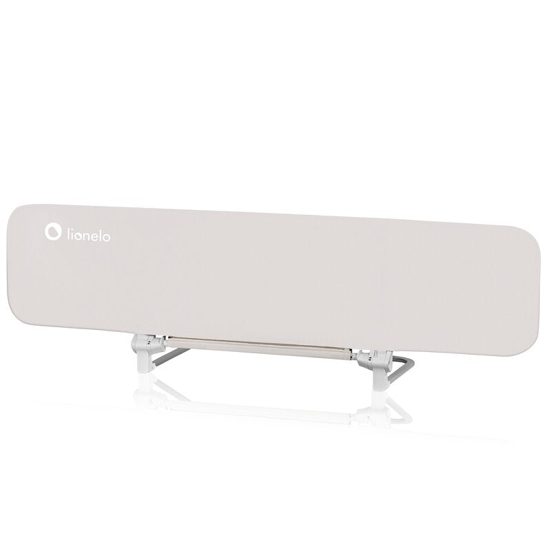 Bariera de protectie pentru pat, Lionelo, Lora XL, Pliabila, Sistem de blocare StandSafe, Geanta de transport inclusa, 150x46 cm, Conform cu BS 7972:2001+A1:2009, Bej