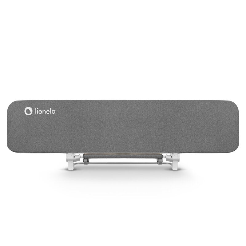 Bariera de protectie pentru pat, Lionelo, Lora XL, Pliabila, Sistem de blocare StandSafe, Geanta de transport inclusa, 150x46 cm, Conform cu BS 7972:2001+A1:2009, Gri