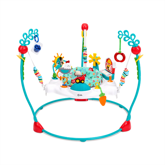 Centru de Activitati Jumper Baby Einstein Farm Explorers Jump & Learn Barnyard, 2 in 1, 15+ Activitati, Sezut 360°