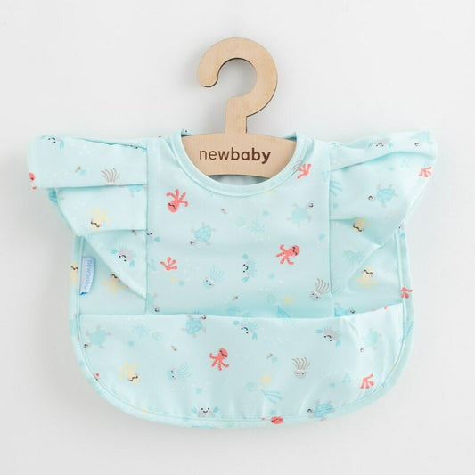 Baveta Lux New Baby cu Volanase și Buzunar Sea | 35x27 cm | Impermeabilă