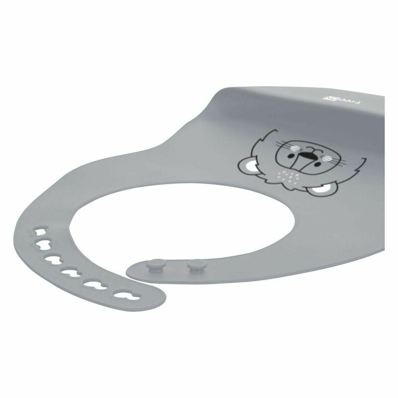 Baveta, FreeON, Moale, Din silicon, Fara BPA, Cu buzunar, 31 x 24 cm, Lion Grey