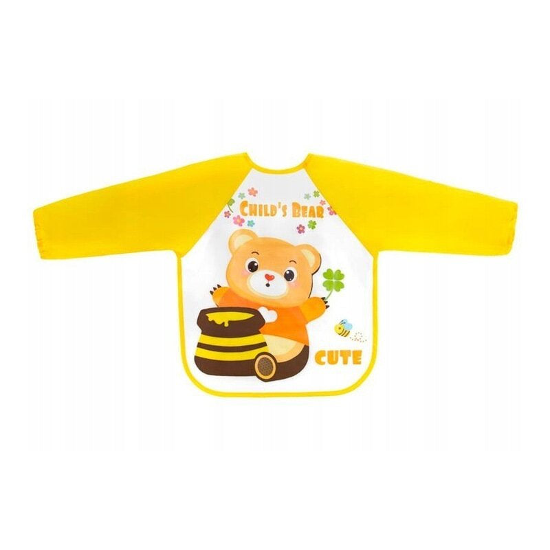 Baveta impermeabila Bocioland cu maneci lungi, model Teddy Bear