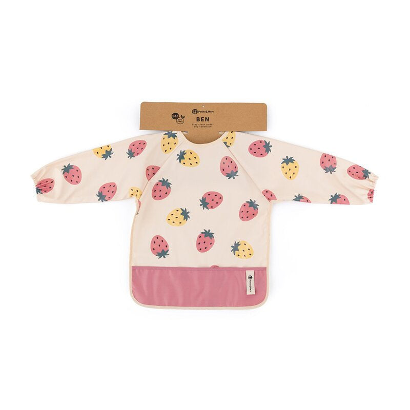 Baveta cu maneci lungi Petite&Mars Beige Strawberries, imagine 4