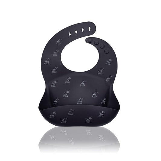 Baveta moale, Petite&Mars, Sam, Din silicon, Cu rezervor, Fara BPA, PVC si Ftalati, Dealuri Gri