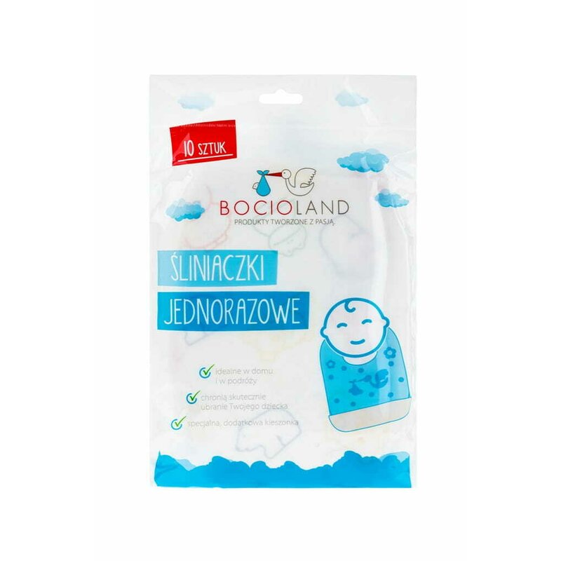 Bavete de unica folosinta Bocioland cu buzunar, set 10 buc