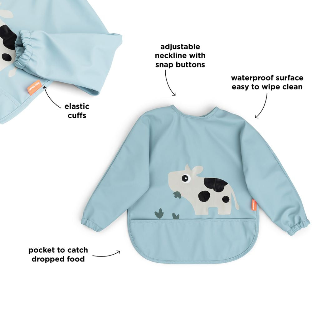 Bavetica cu maneci si buzunar Done by Deer Tiny Farm Blue