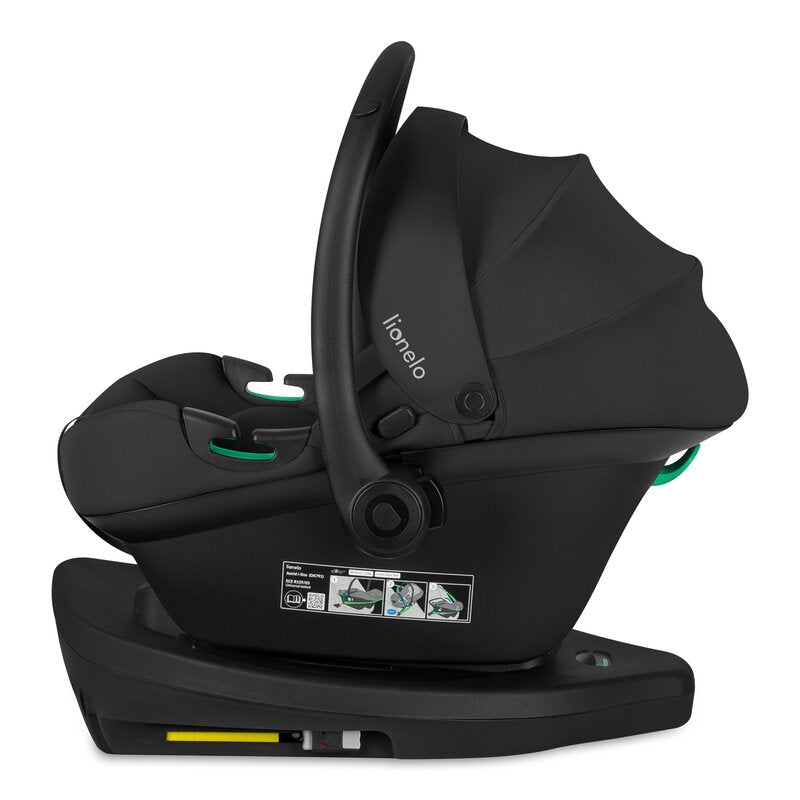 Baza scaun auto i-Size PLUS, Lionelo, Astrid, Cu Isofix, Cu indicatori pentru instalare corecta, Rotire 180 grade, Negru