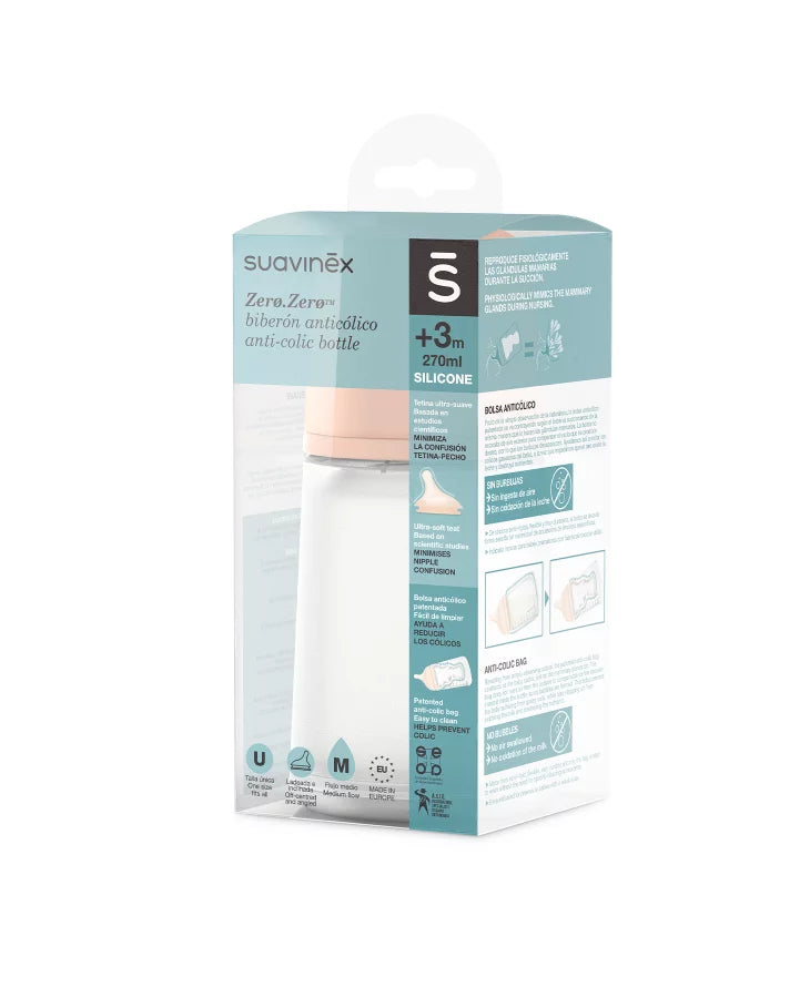 Biberon anticolici Suavinex Zero Zero cu tetina din silicon