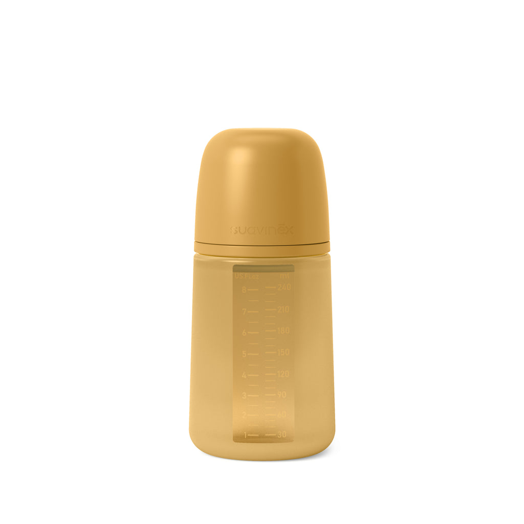 Biberon din silicon Suavinex Colour Essence 240 ml Galben Mustar