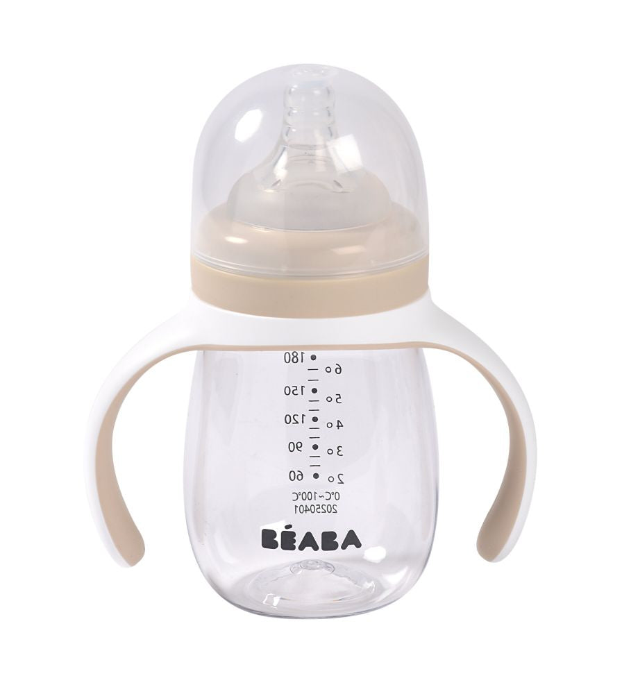 Biberon de Invatare Beaba 2 in 1 din Tritan 210 ml Clay Evolutiv