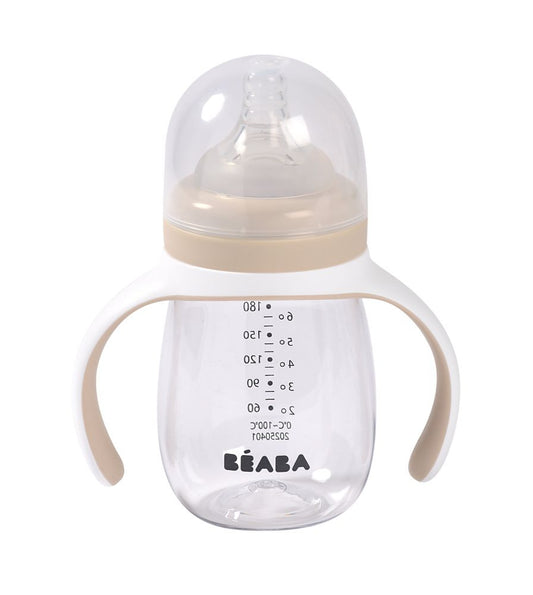 Biberon de Invatare Beaba 2 in 1 din Tritan 210 ml Clay Evolutiv