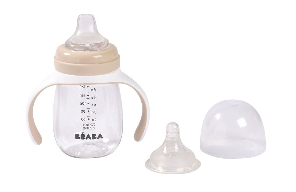 Biberon de Invatare Beaba 2 in 1 din Tritan 210 ml Clay Evolutiv