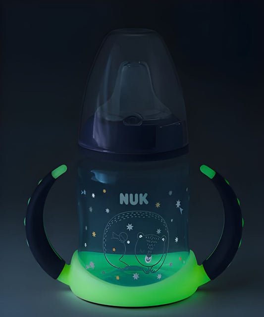 Biberon NUK First Choice 150ml Mânere Fluorescente Tetina Silicon 6-18 Luni Albastru