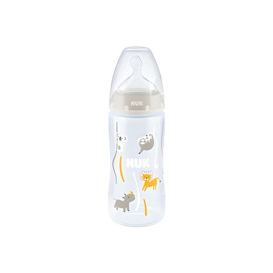 Biberon Nuk First Choice 300ml Control Temperatură Tetină Silicon 0-6 Luni Alb Animale