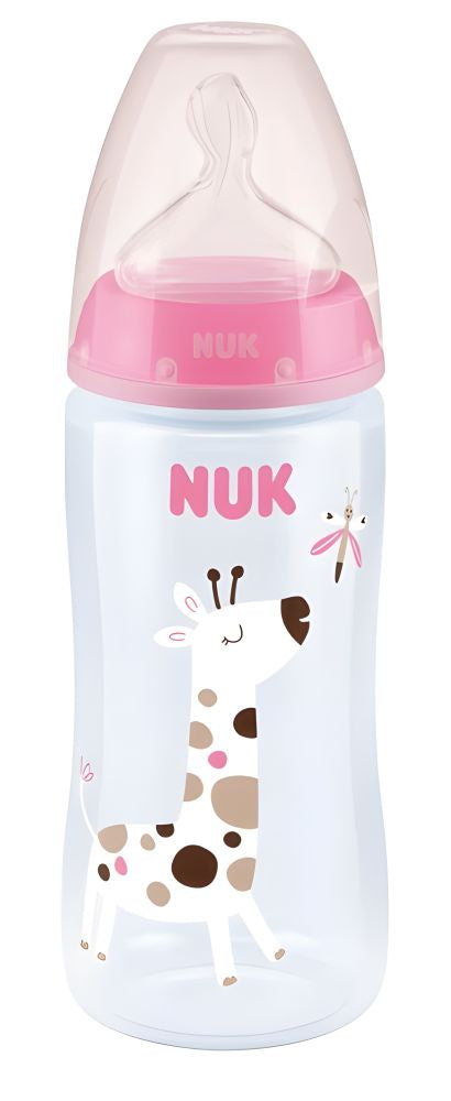 Biberon Nuk First Choice 300ml Control Temperatură Tetină Silicon 0-6 Luni Roz
