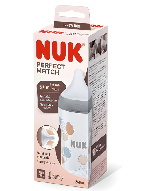 Biberon Nuk Perfect Match PP 260ml Control Temperatură Tetina Silicon M Anti-Colici 3 Luni Ramura