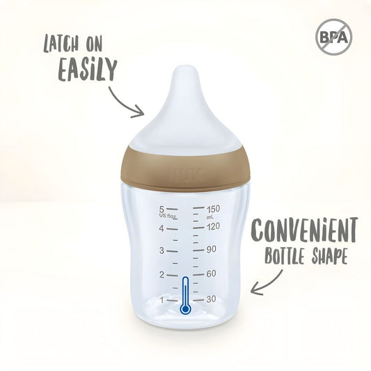 Biberon Nuk Perfect Match Sticlă 120ml Control Temperatură Tetina Silicon S Anti-Colici 0 Luni Curcubeu