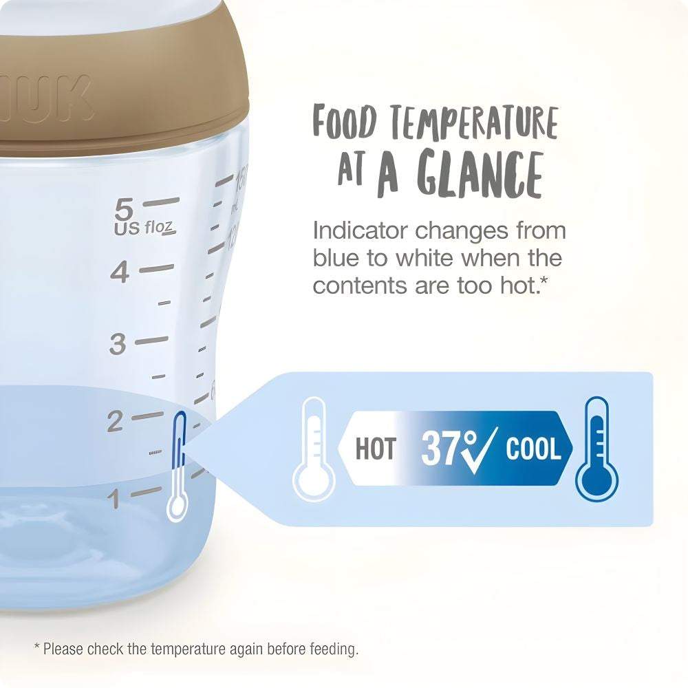 Biberon NUK Perfect Match Sticlă 230ml Control Temperatură Tetină Silicon M Curcubeu