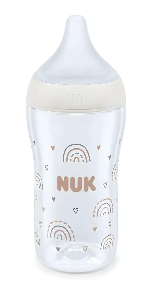 Biberon NUK Perfect Match Sticlă 230ml Control Temperatură Tetină Silicon M Curcubeu