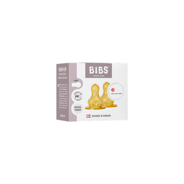 BIBS - Set 2 tetine pentru biberon, Latex, flux mediu