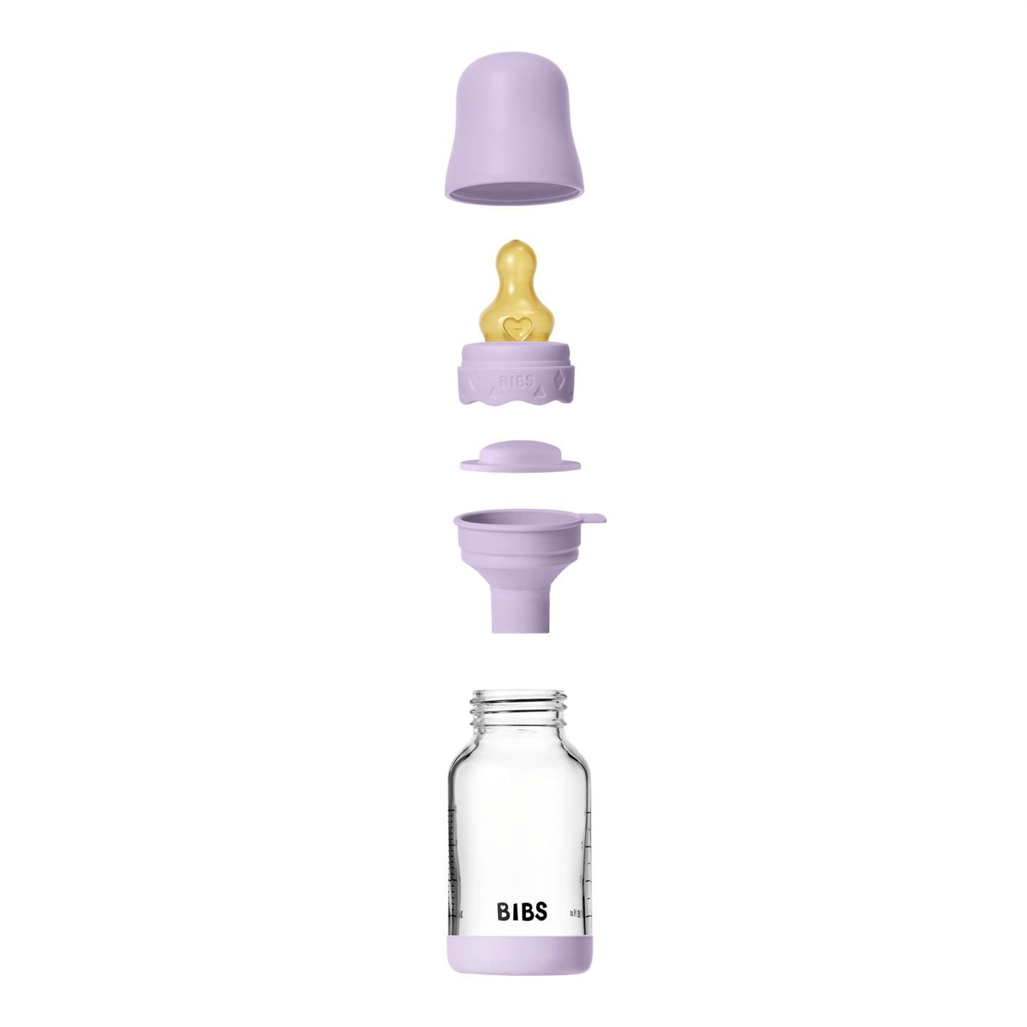 BIBS - Set complet biberon Boheme din sticla anticolici cu tetina din latex, flux lent, 120 ml, Violet Sky