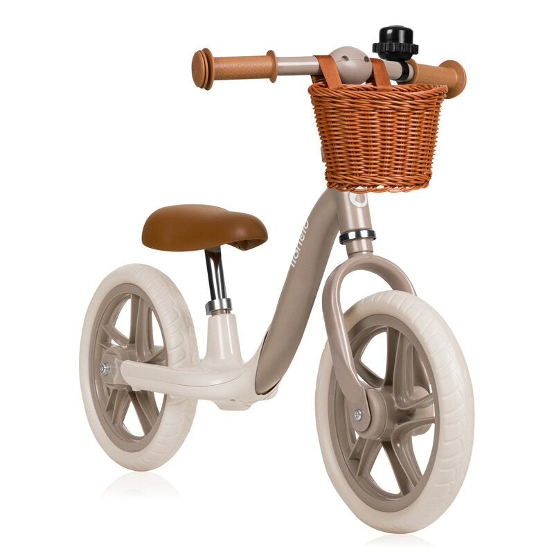 Bicicleta fara pedale Lionelo Alex Plus Bej – bicicleta din unghi oblic
