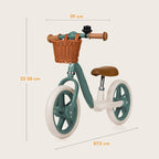 Bicicleta fara pedale Lionelo Alex Plus Verde – dimensiunile bicicletei