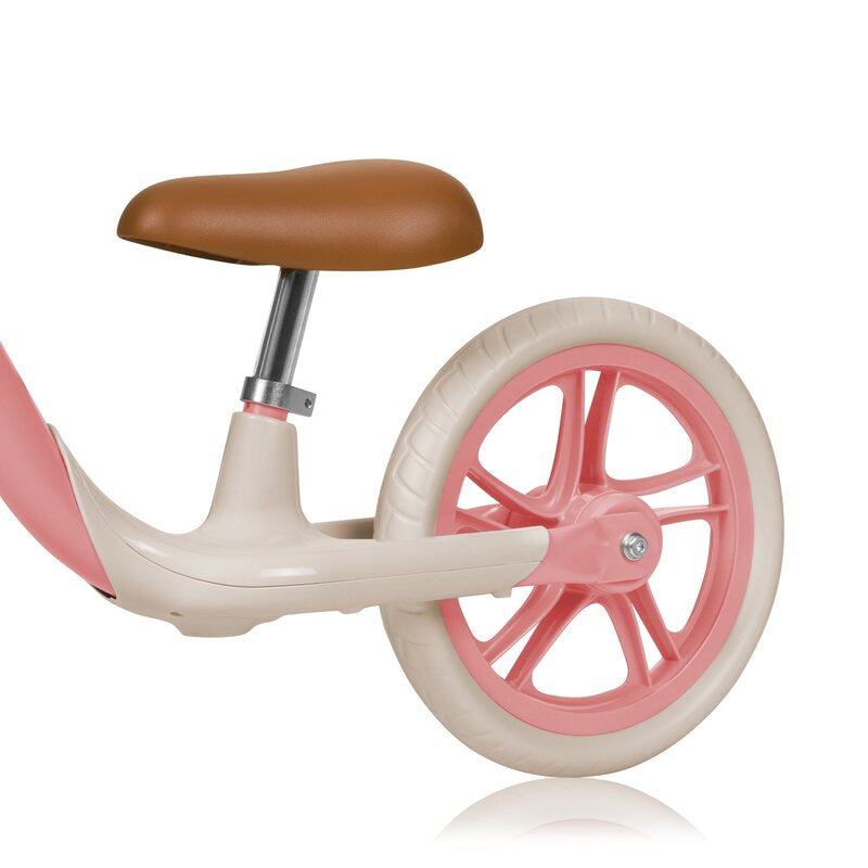 Bicicleta fara pedale Lionelo Alex Plus Roz – șaua și suportul pentru picior