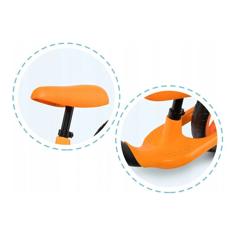 Bicicleta fara pedale, Lionelo, Alex, Usoara, Cu ghidon si sa reglabile, Greutate 3.3 Kg, Cu roti din spuma EVA, 12 inch, Orange