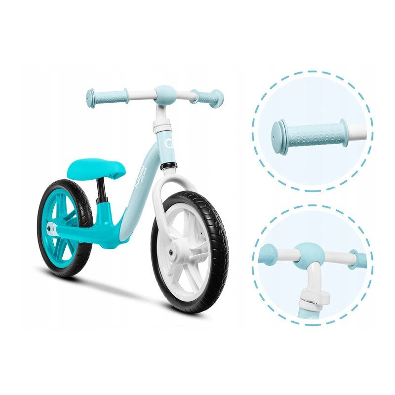 Bicicleta fara pedale, Lionelo, Alex, Usoara, Cu ghidon si sa reglabile, Greutate 3.3 Kg, Cu roti din spuma EVA, 12 inch, Turquoise