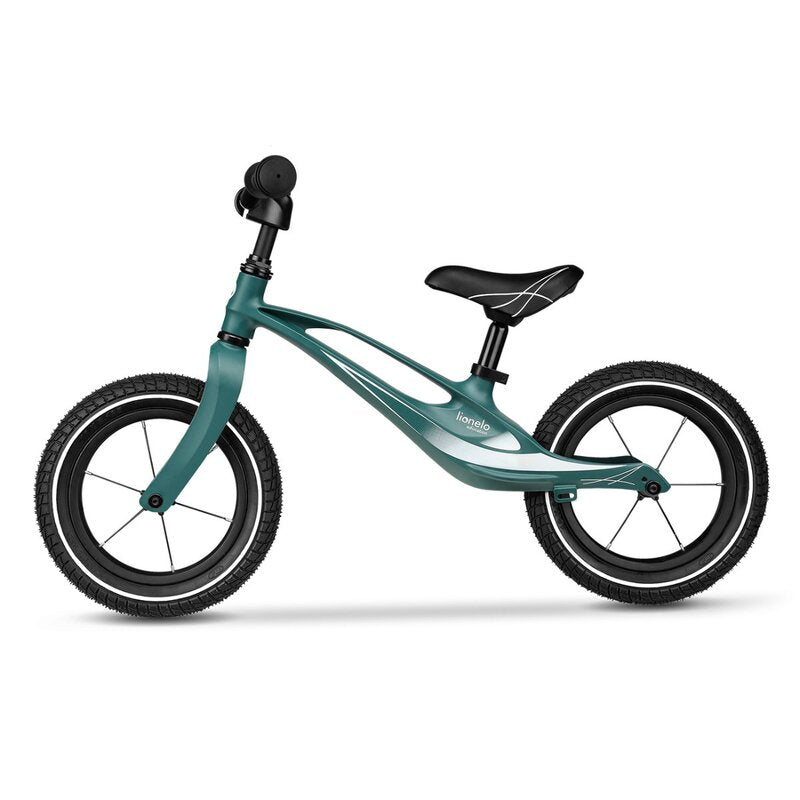 Bicicleta fara pedale, Lionelo, Bart Air, Usoara, Cu roti gonflabile, Cu cadru din magneziu, Cu ghidon si sa reglabile, Greutate 3.8 Kg, 12 inch, Conform cu standardul european de securitate EN71, Green Forest