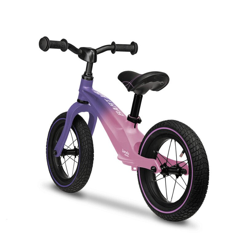 Bicicleta fara pedale, Lionelo, Bart Air, Usoara, Cu roti gonflabile, Cu cadru din magneziu, Cu ghidon si sa reglabile, Greutate 3.8 Kg, 12 inch, Conform cu standardul european de securitate EN71, Pink Violet