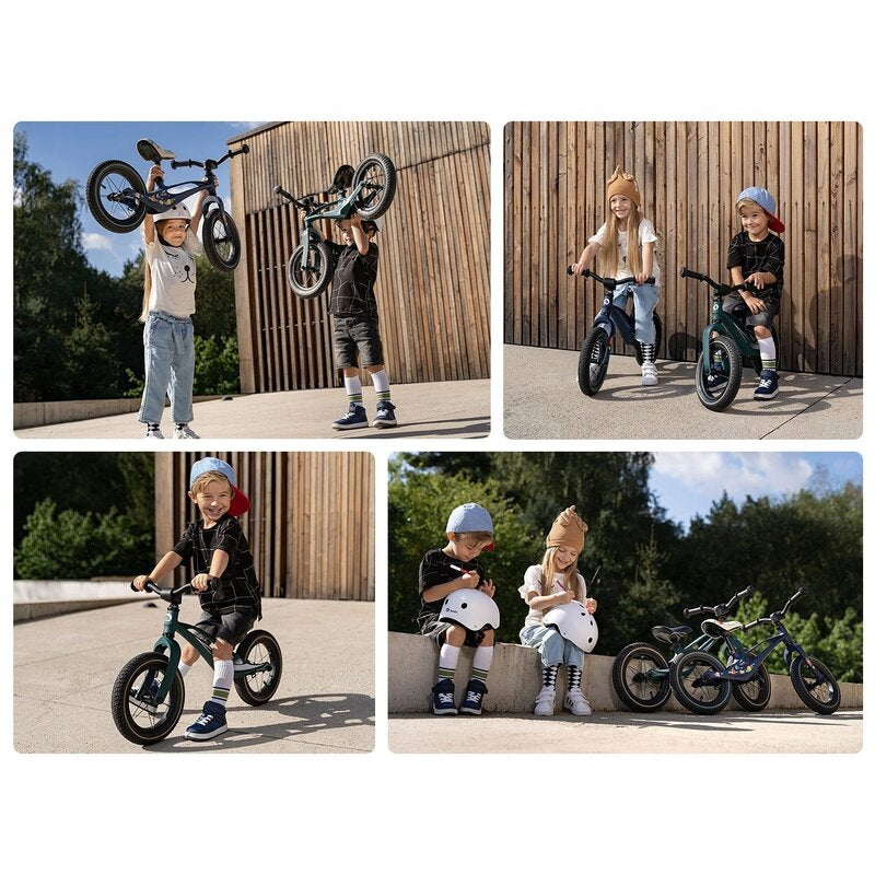 Bicicleta fara pedale, Lionelo, Bart Air, Usoara, Cu roti gonflabile, Cu cadru din magneziu, Cu ghidon si sa reglabile, Greutate 3.8 Kg, 12 inch, Conform cu standardul european de securitate EN71, Green Forest