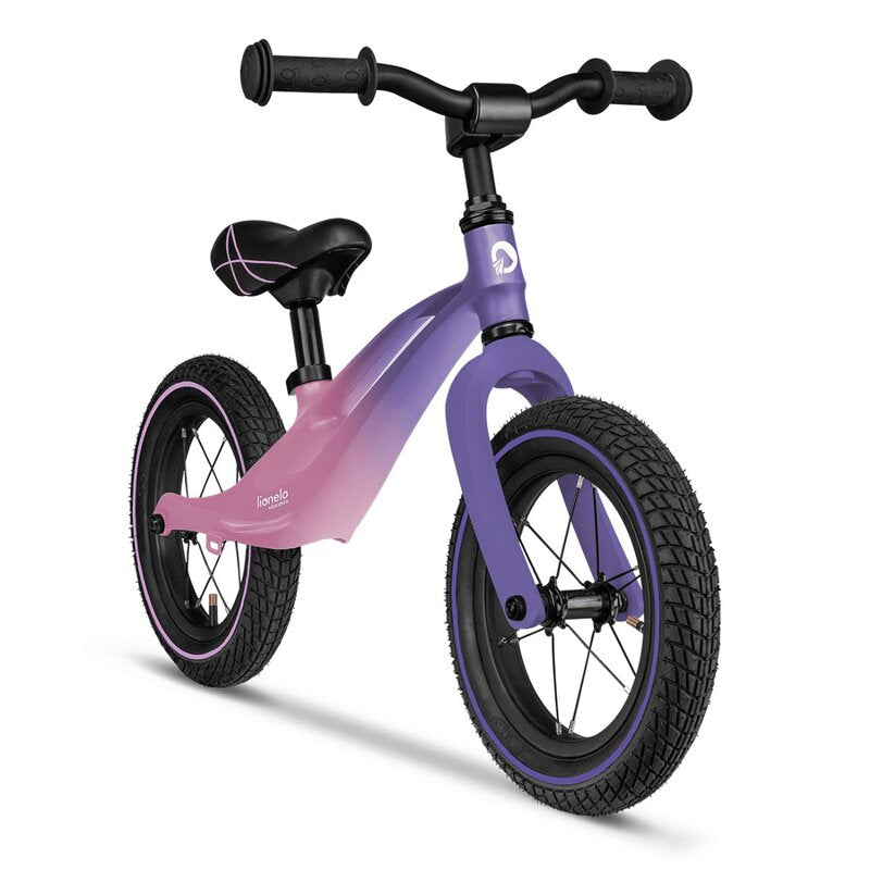 Bicicleta fara pedale, Lionelo, Bart Air, Usoara, Cu roti gonflabile, Cu cadru din magneziu, Cu ghidon si sa reglabile, Greutate 3.8 Kg, 12 inch, Conform cu standardul european de securitate EN71, Pink Violet