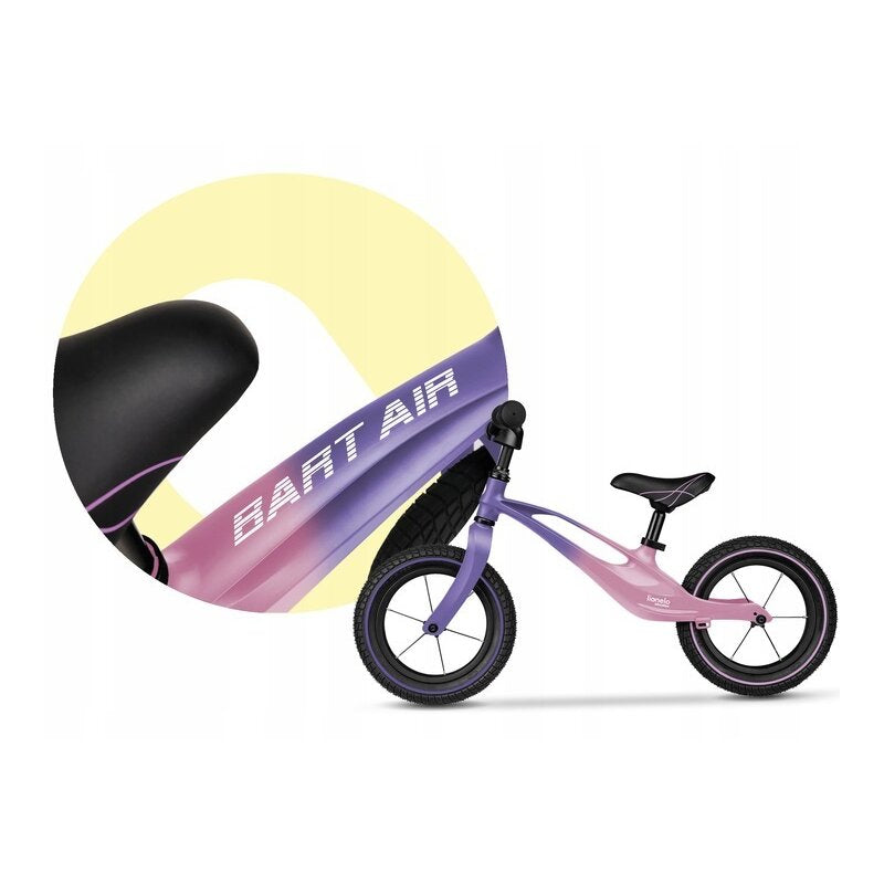 Bicicleta fara pedale, Lionelo, Bart Air, Usoara, Cu roti gonflabile, Cu cadru din magneziu, Cu ghidon si sa reglabile, Greutate 3.8 Kg, 12 inch, Conform cu standardul european de securitate EN71, Pink Violet