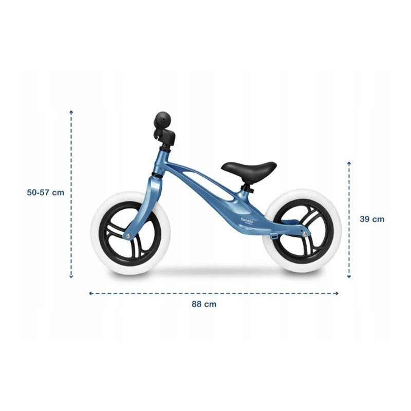 Bicicleta fara pedale, Lionelo, Bart, Usoara, Cu cadru din magneziu, Cu ghidon si sa reglabile, Greutate 3 Kg, 12 inch, Conform cu standardul european de securitate EN71, Sky Blue