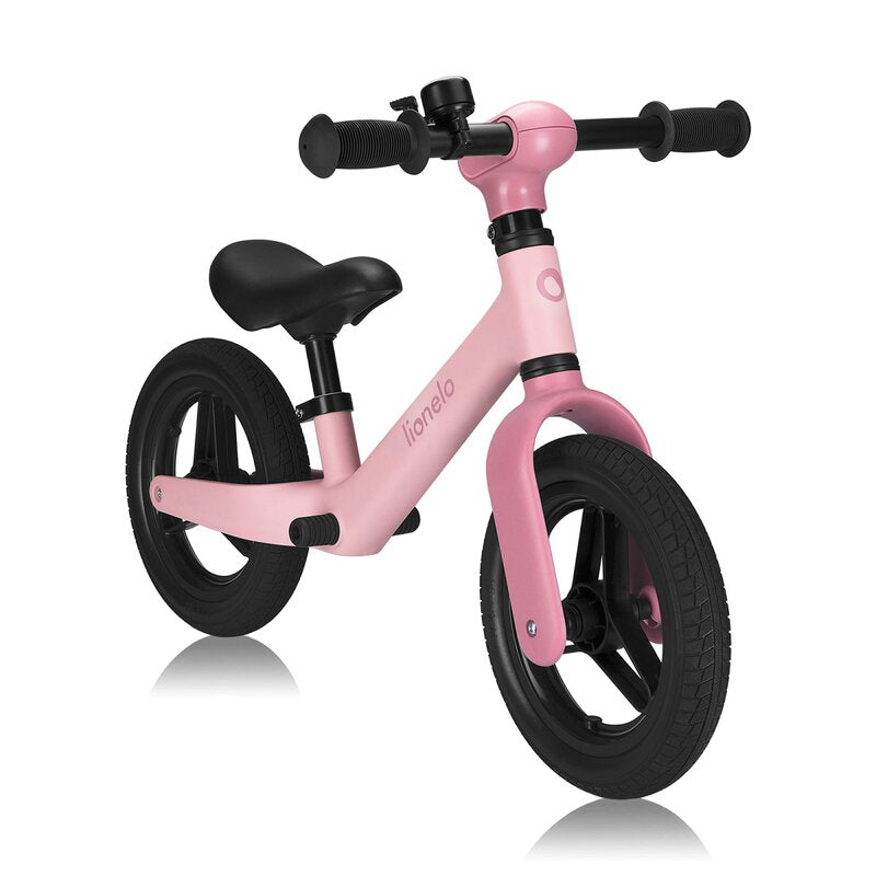 Bicicleta fara pedale, Lionelo, Toni, Cu ghidon si sa reglabile, Ultra usoara, 2.8 Kg, 18 luni+, Sustine 30 kg, Conform cu standardul EN71-1/2/3, Certificata TUV SUD, Roz