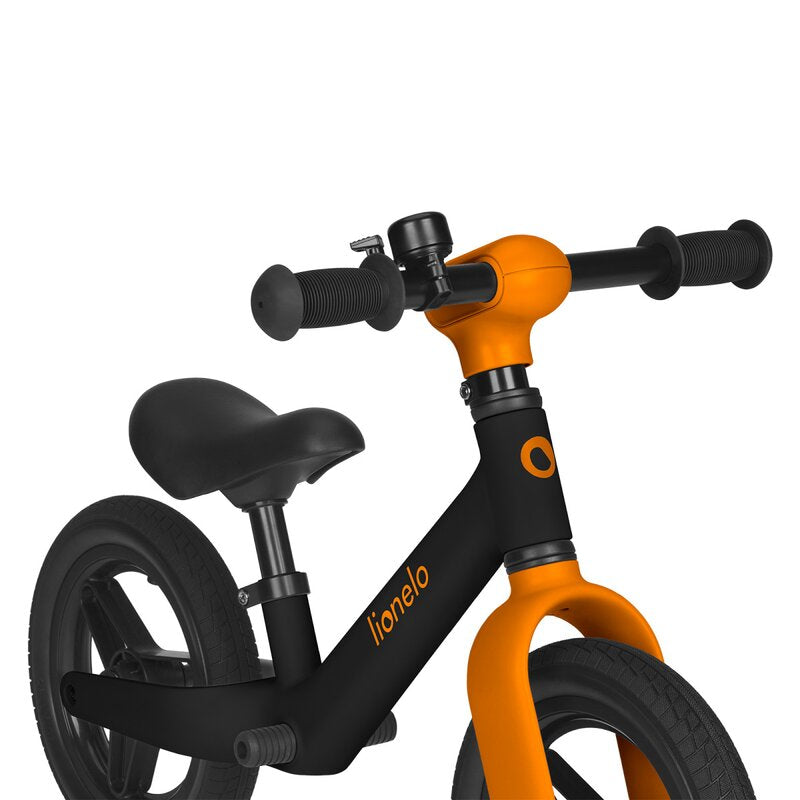 Bicicleta fara pedale, Lionelo, Toni, Cu ghidon si sa reglabile, Ultra usoara, 2.8 Kg, 18 luni+, Sustine 30 kg, Conform cu standardul EN71-1/2/3, Certificata TUV SUD, Portocaliu