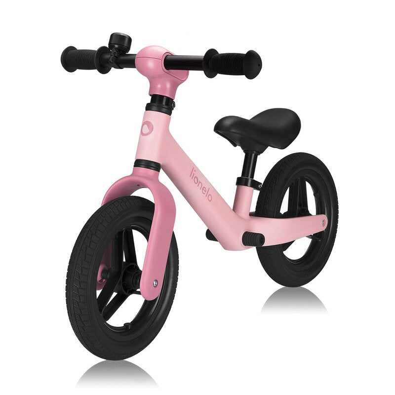 Bicicleta fara pedale, Lionelo, Toni, Cu ghidon si sa reglabile, Ultra usoara, 2.8 Kg, 18 luni+, Sustine 30 kg, Conform cu standardul EN71-1/2/3, Certificata TUV SUD, Roz