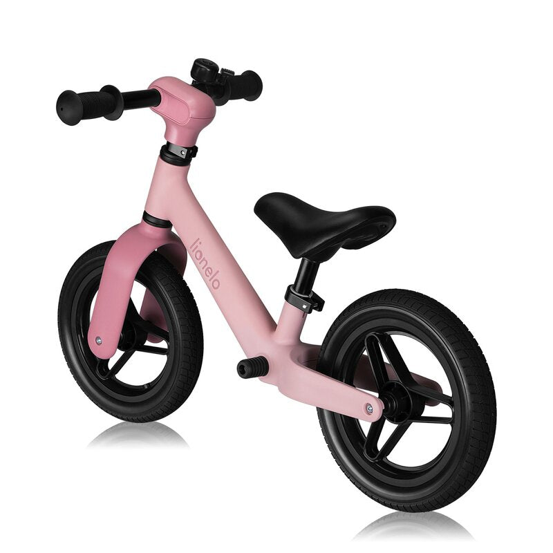 Bicicleta fara pedale, Lionelo, Toni, Cu ghidon si sa reglabile, Ultra usoara, 2.8 Kg, 18 luni+, Sustine 30 kg, Conform cu standardul EN71-1/2/3, Certificata TUV SUD, Roz