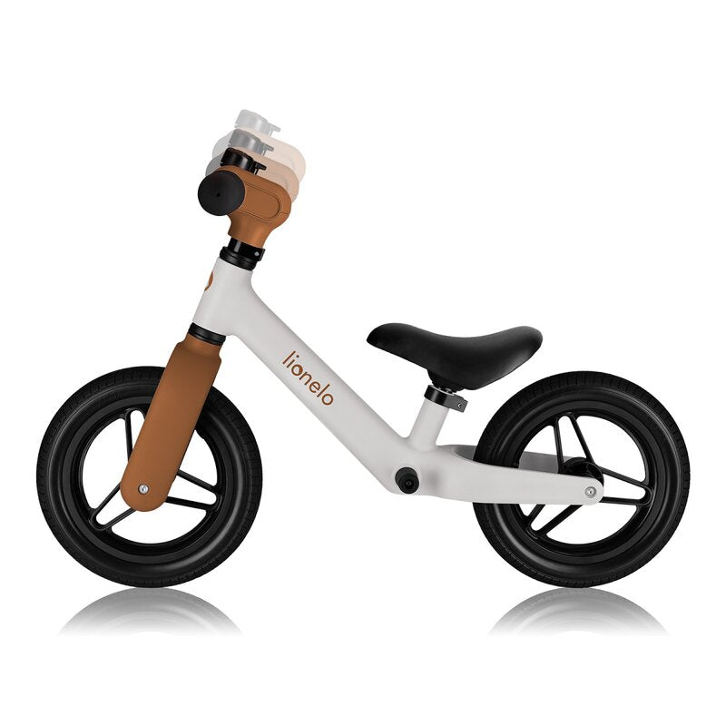 Bicicleta fara pedale, Lionelo, Toni, Cu ghidon si sa reglabile, Ultra usoara, 2.8 Kg, 18 luni+, Sustine 30 kg, Conform cu standardul EN71-1/2/3, Certificata TUV SUD, Bej