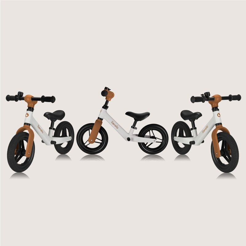 Bicicleta fara pedale, Lionelo, Toni, Cu ghidon si sa reglabile, Ultra usoara, 2.8 Kg, 18 luni+, Sustine 30 kg, Conform cu standardul EN71-1/2/3, Certificata TUV SUD, Bej