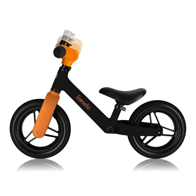 Bicicleta fara pedale, Lionelo, Toni, Cu ghidon si sa reglabile, Ultra usoara, 2.8 Kg, 18 luni+, Sustine 30 kg, Conform cu standardul EN71-1/2/3, Certificata TUV SUD, Portocaliu