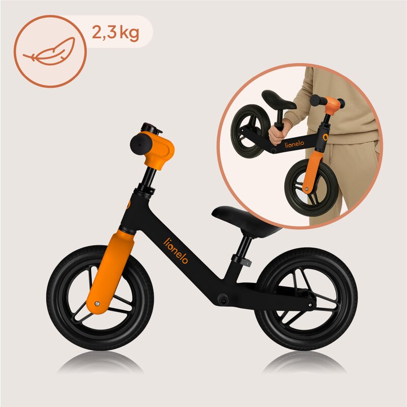 Bicicleta fara pedale Lionelo Toni, Black Orange – imagine produs 24