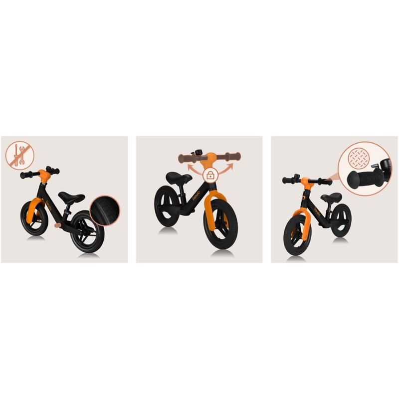 Bicicleta fara pedale Lionelo Toni, Black Orange – imagine produs 30
