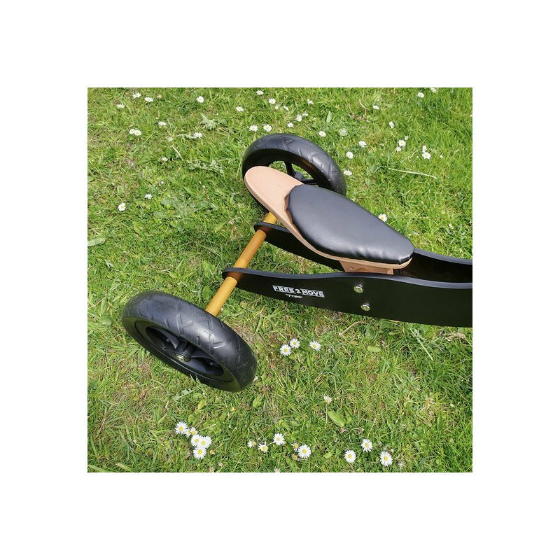 Bicicleta/tricicleta fara pedale, Free2Move, Din lemn, 2 in 1, Functie de bicicleta echilibru, Sa reglabila, Manere antiderapante, Roti ajustabile, 18 luni - 3 ani, Conform cu standardele europene EN71-1;2018, EN71-2:2020, EN71-3:2021, Brown Black